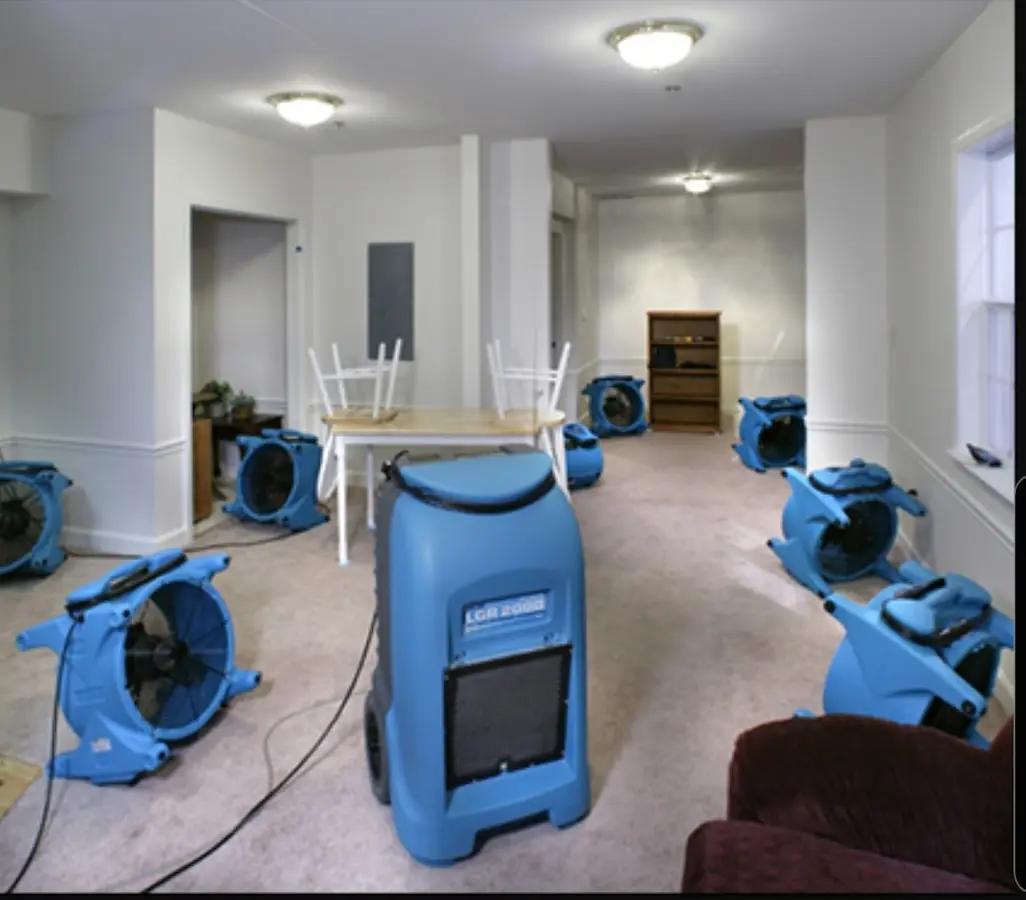 Air movers and dehumidifier setup for Water Extraction & Removal in Kendall West